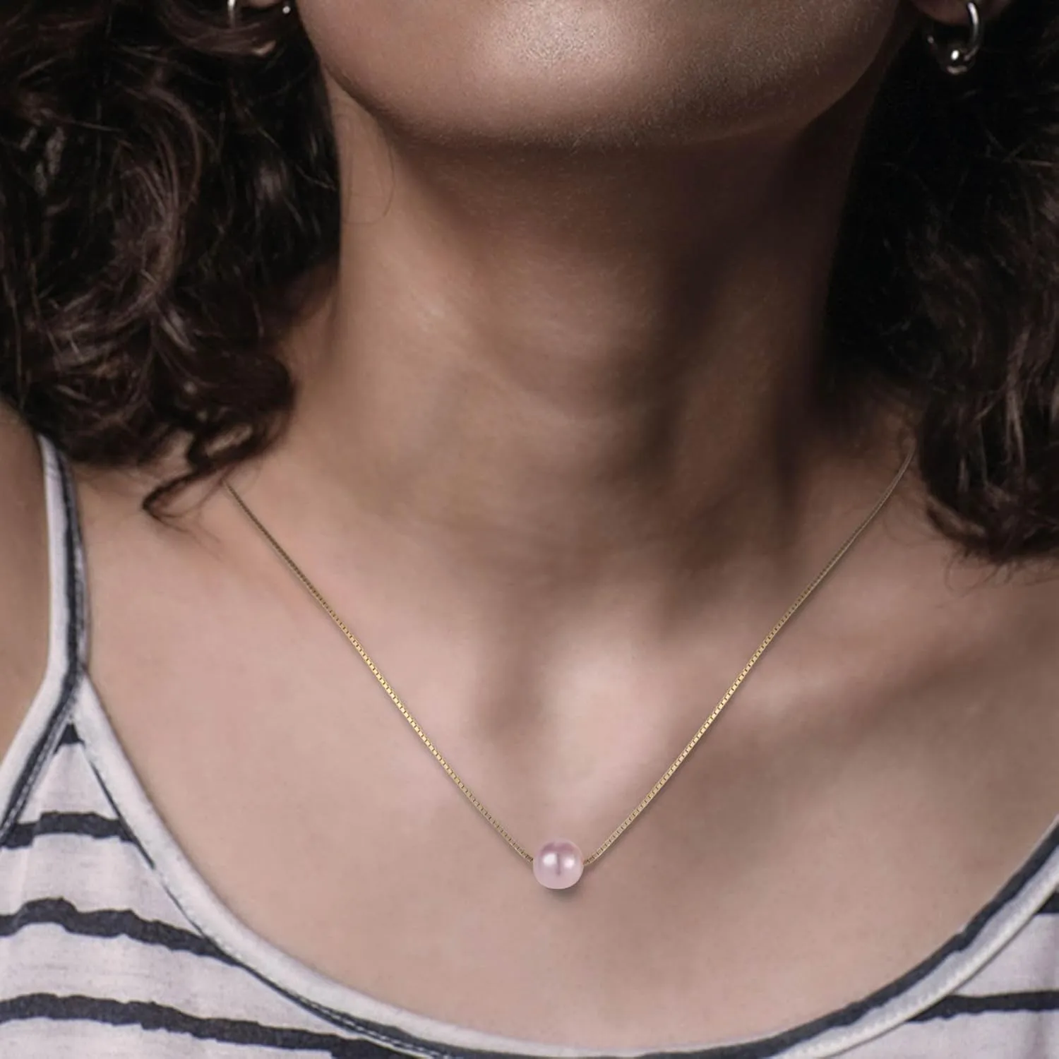 Happy Birthday Jewelry for Women, Minimalist Simple Floating Pink Pearl Necklace Affirmation Gifts for Her
