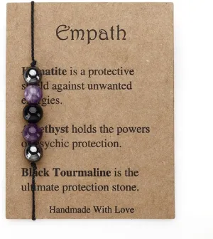 Healing Crystal Bracelet Natural Stone Beaded Stretch Bracelets for Women Men Good Luck Empath Protection Bracelet Adjustable Spiritual Anxiety Relief Strand Bracelet Friendship Jewelry