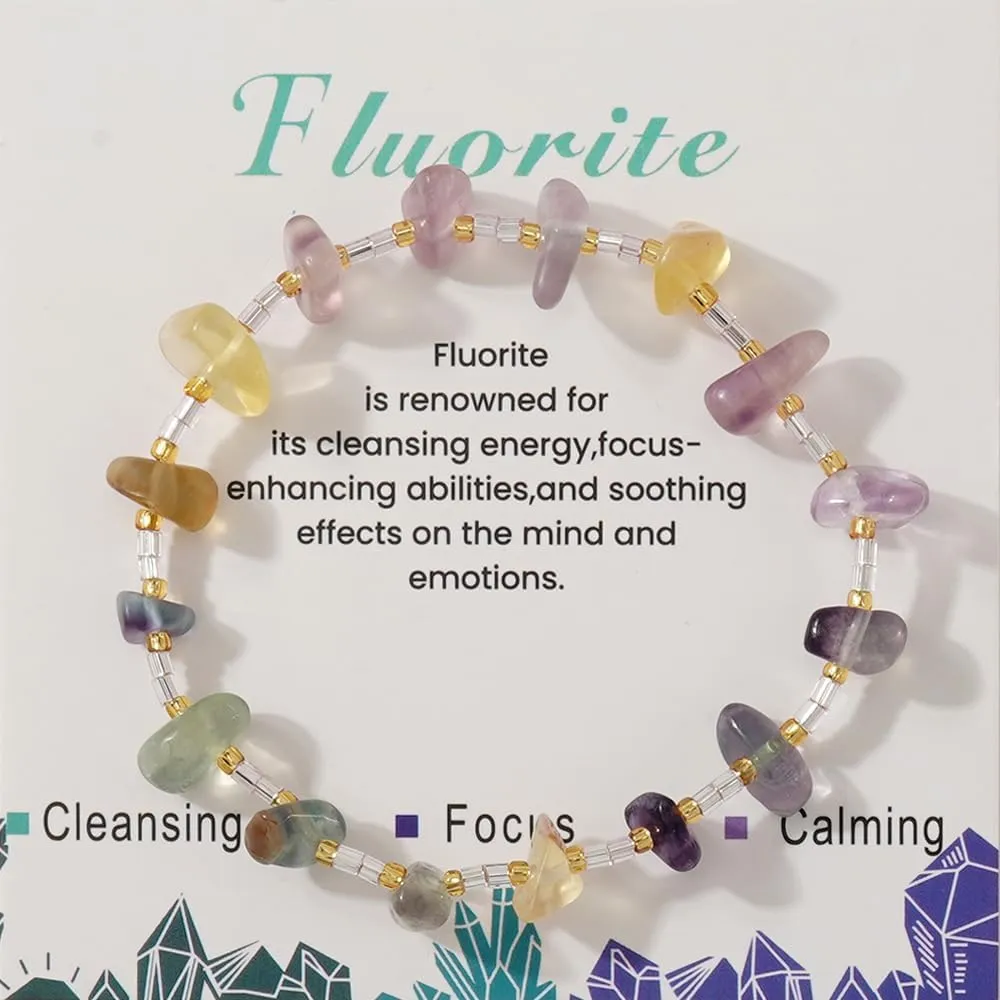 Healing Natural Crystal Beaded Stretch Bracelet for Women,Handmade Boho Healing Energy Stones Bracelet Statement Hawaii Summer Beach Fashion Jewelry Gift Friendship