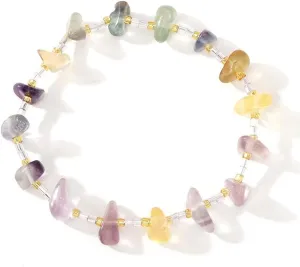 Healing Natural Crystal Beaded Stretch Bracelet for Women,Handmade Boho Healing Energy Stones Bracelet Statement Hawaii Summer Beach Fashion Jewelry Gift Friendship