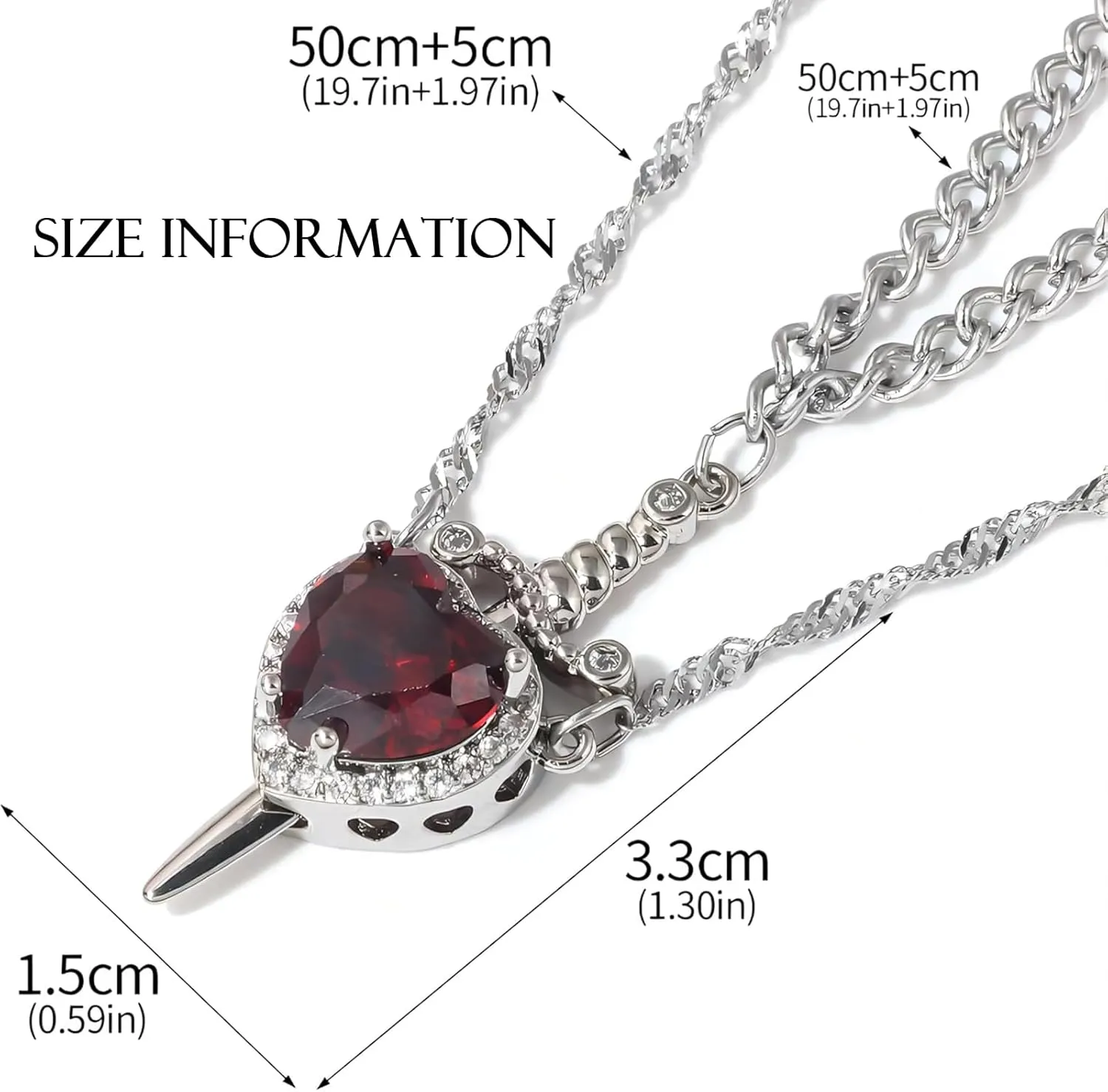 Heart & Sword Couple Necklaces  Matching Friendship Jewelry for Best Friends, Couples, Valentine's Day Gift for Him & Her, Stainless Steel Pendant Necklace Set
