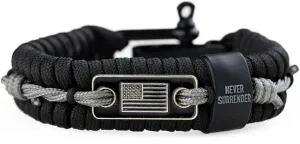 Hero Company Never Forgotten Paracord Bracelet - Tactical Survival Bracelet for Men with Bronze USA Flag - Helps Pair Military Veterans with a Companion Dog