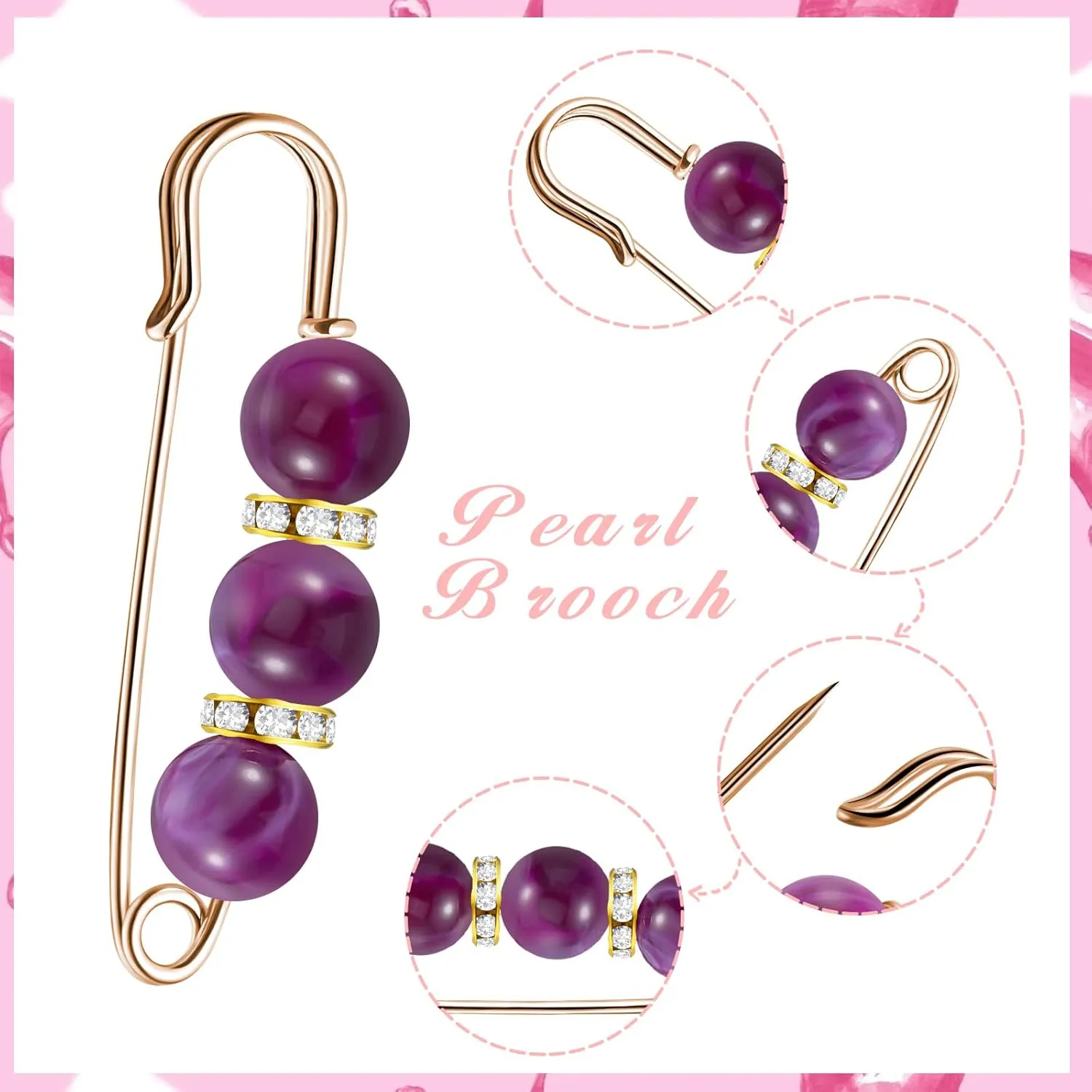 Hicarer 18 Piece Pearl Brooch Pins Women Decorative Safety Pins Clothing Shawl Clips Artificial Pearls Brooch Elegant Cardigan Collar Clips for Women Dress Skirt Sweater(Bright Style)