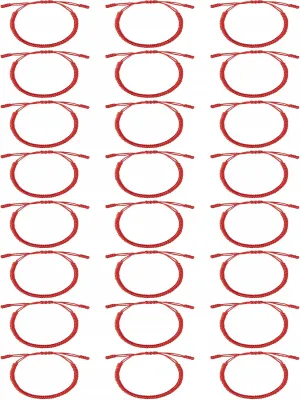 Hicarer 24 Pieces Red Braided Bracelets Adjustable Red Cord Bracelet Knotted Kabbalah Protection Amulet Handmade Friendship Bracelets for Women Men Teens Success Prosperity Good Luck
