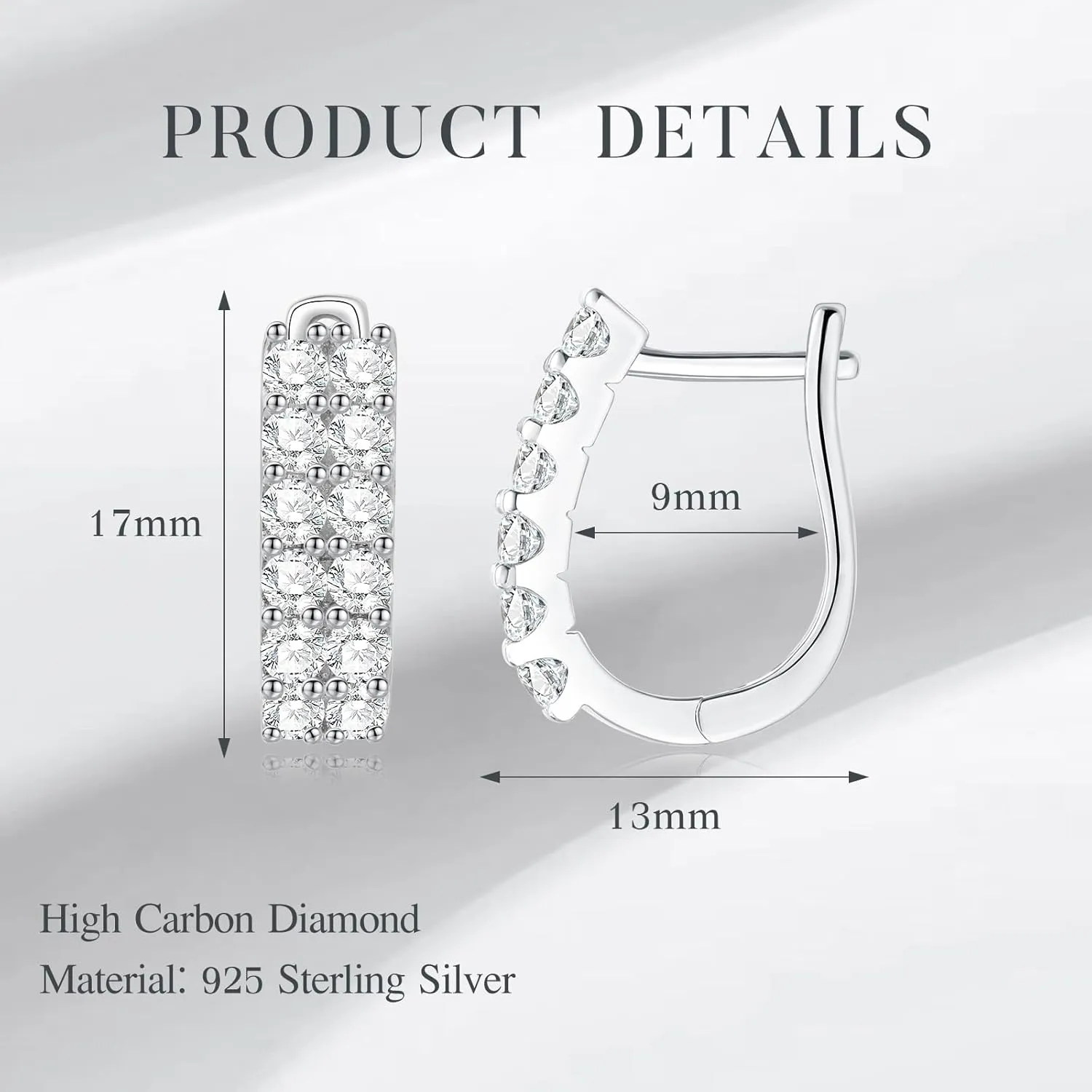 high carbon diamond Stud Earrings for Women,Hypoallergenic S925 Sterling Silver Studs D Color Clarity Round Cut Lab Created Diamond Earrings