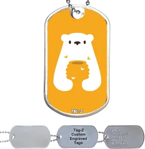 Honey Bears Collection Military Dog Tag Necklace, Custom Printed & Personalized