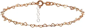 Hoops & Loops 925 Sterling Silver Open Heart Link Chain Anklet Bracelet for Women, Silver, Yellow & Rose Gold