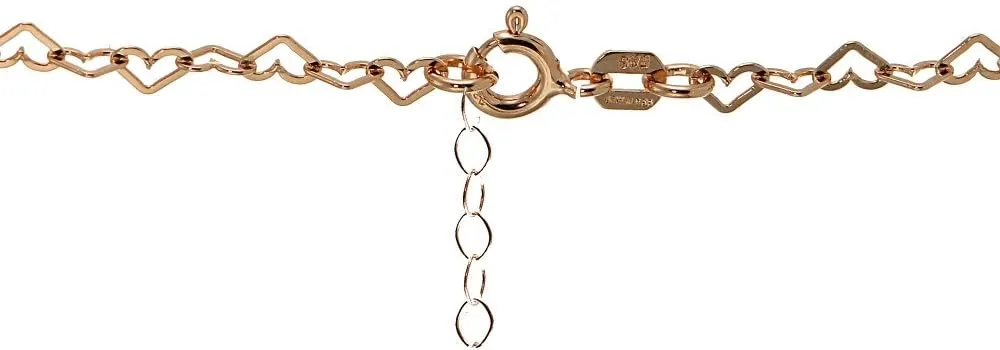 Hoops & Loops 925 Sterling Silver Open Heart Link Chain Anklet Bracelet for Women, Silver, Yellow & Rose Gold