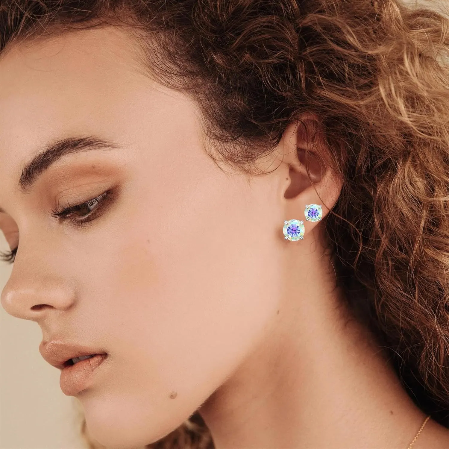 Hopply 4 Pairs Stud Earrings Set for Women Mens,Hypoallergenic Screw Back Titanium Surgical Stainless Steel 5A Cubic Zirconia Double Side Earrings Piercing Sleeper Studs Jewelry