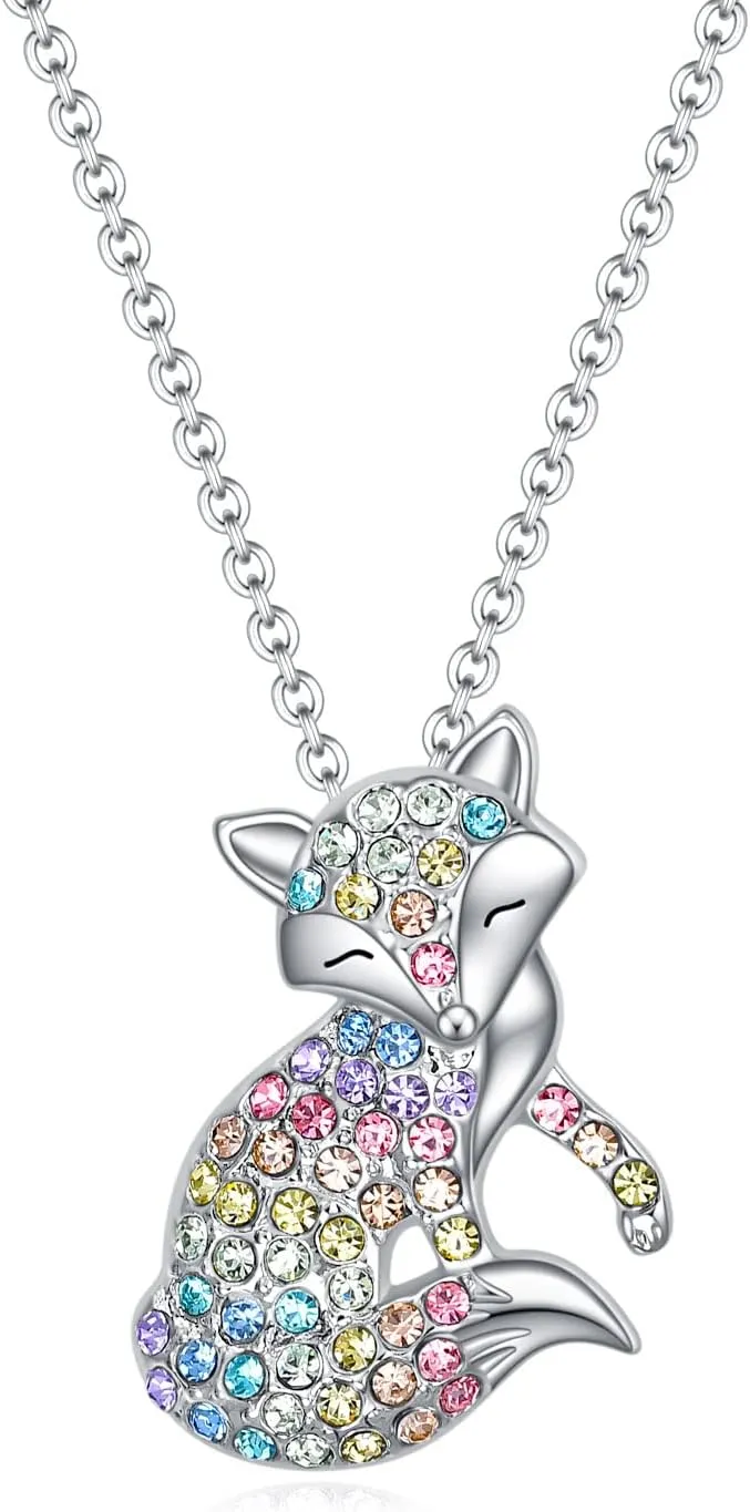 Horse/Wolf/Hummingbird/Fox Necklace for Girls,Fox/Hummingbird/Horse/Wolf Gifts for Girls Women,Rainbow Girls Jewelry Valentine's Day, Birthday, Christmas, Back to School Gifts