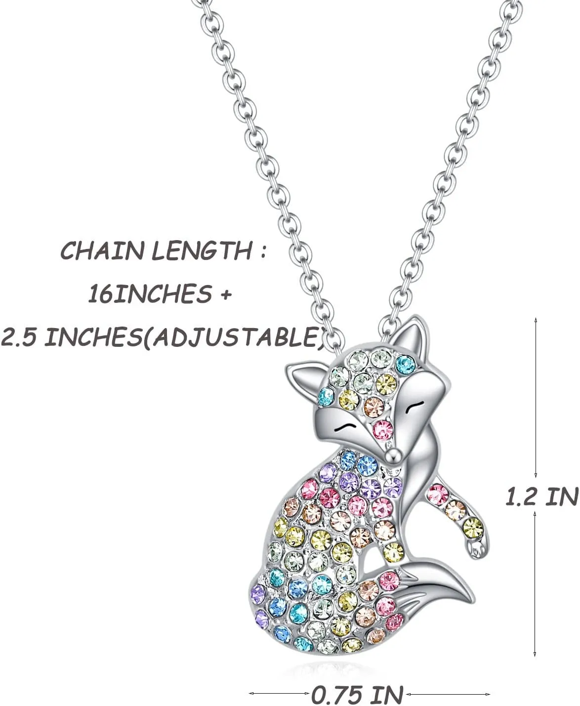Horse/Wolf/Hummingbird/Fox Necklace for Girls,Fox/Hummingbird/Horse/Wolf Gifts for Girls Women,Rainbow Girls Jewelry Valentine's Day, Birthday, Christmas, Back to School Gifts