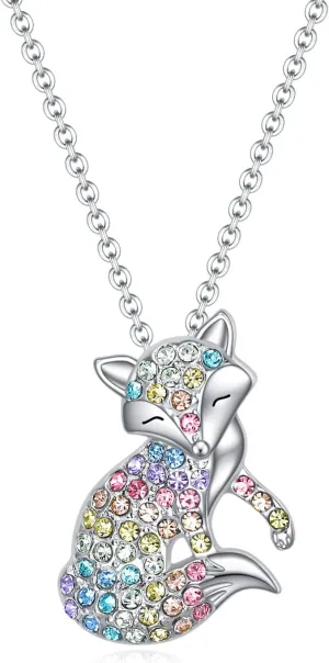 Horse/Wolf/Hummingbird/Fox Necklace for Girls,Fox/Hummingbird/Horse/Wolf Gifts for Girls Women,Rainbow Girls Jewelry Valentine's Day, Birthday, Christmas, Back to School Gifts