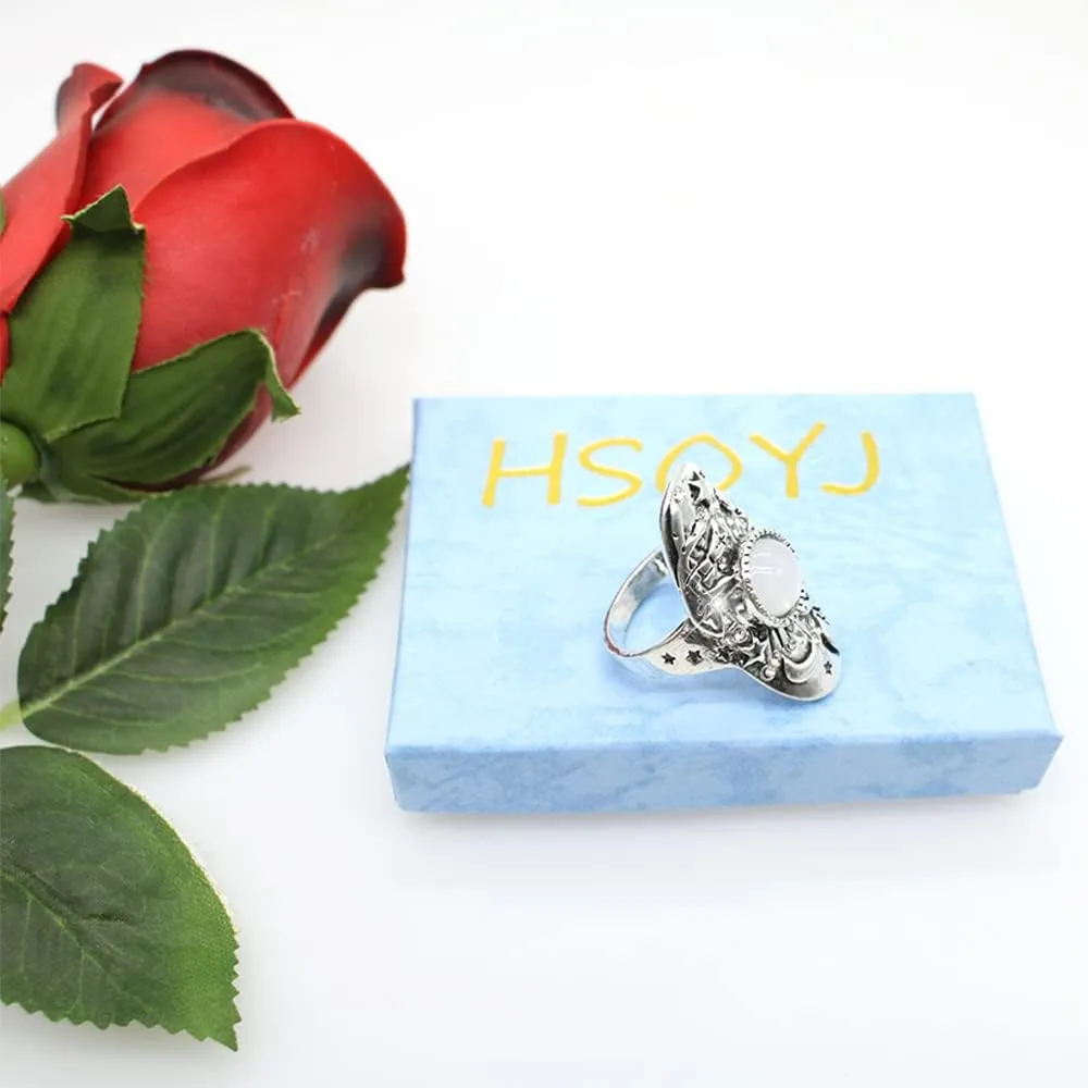 HSQYJ Retro Cocktail Statement Ring Gold Silver Two Tone Engagement Love Rings Wedding Bands Classical Carving Oval Cubic Zircon Luxury Party Woman Jewelry Finger Ring for Women Girl