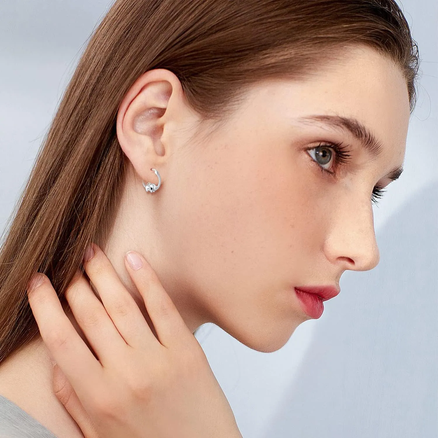 Hypoallergenic Panda/Unicorn/Hummingbird/Dolphin Hoop Earrings for Women 925 Sterling Silver Animal Huggie Hoop Earrings Jewelry Gifts for Sensitive Ears