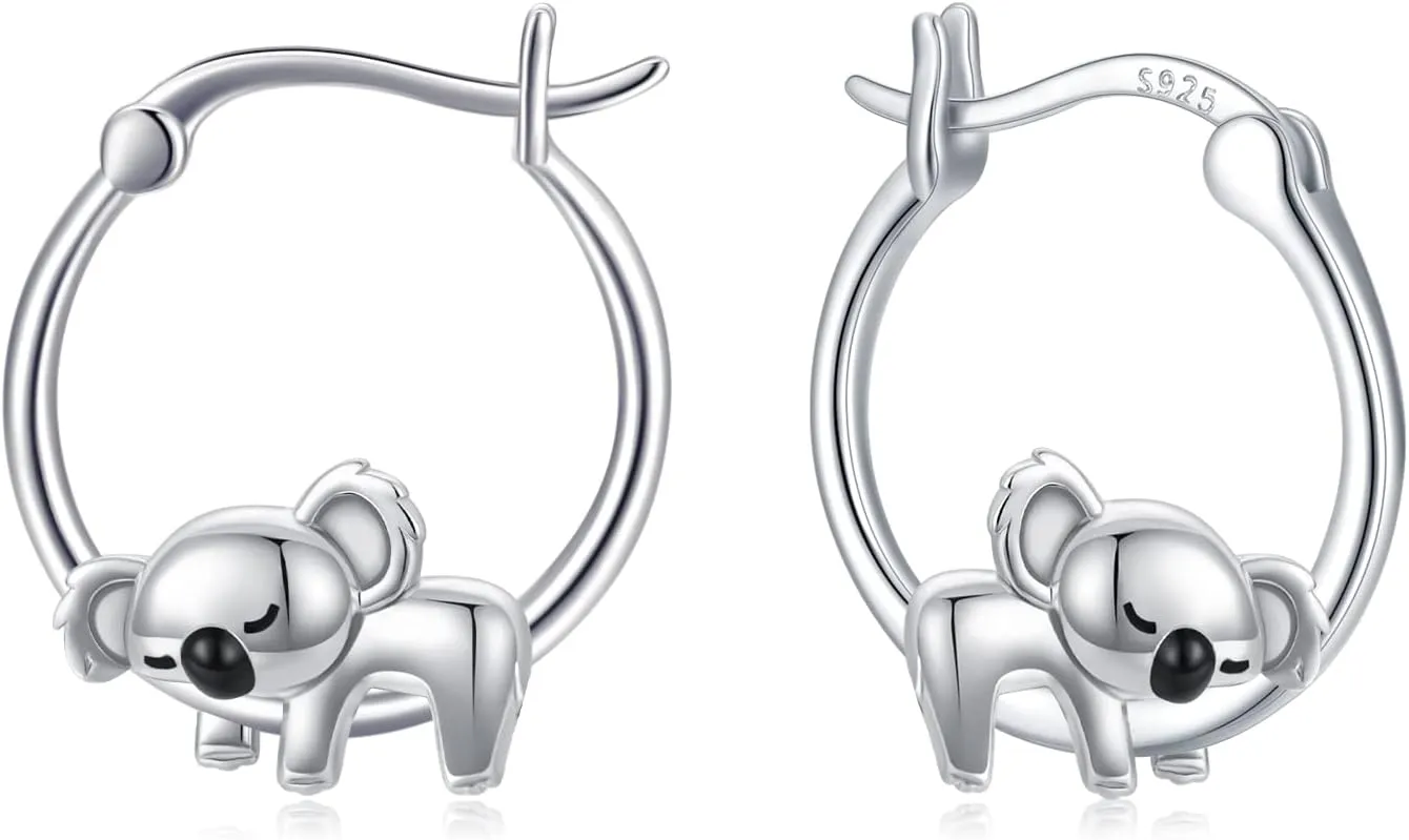Hypoallergenic Panda/Unicorn/Hummingbird/Dolphin Hoop Earrings for Women 925 Sterling Silver Animal Huggie Hoop Earrings Jewelry Gifts for Sensitive Ears