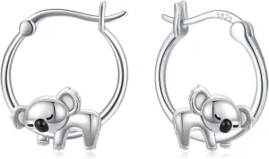 Hypoallergenic Panda/Unicorn/Hummingbird/Dolphin Hoop Earrings for Women 925 Sterling Silver Animal Huggie Hoop Earrings Jewelry Gifts for Sensitive Ears