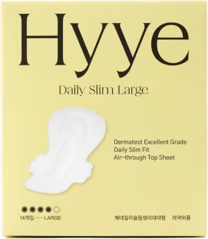 Hyye Ultra Thin Sanitary Pads with Wings, High Absorbency, Air Flow Cotton Soft Touch Cover, Unscented, Made in Korea (Large, 14 Count)