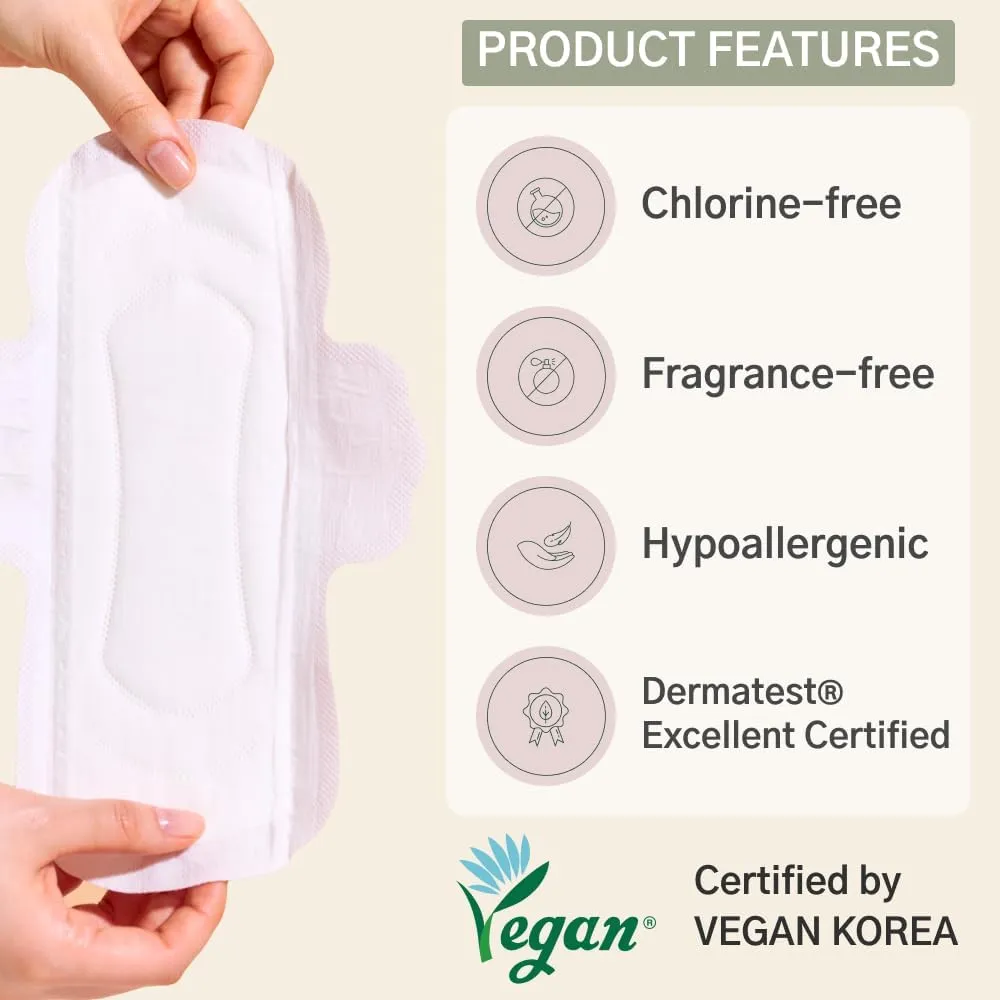 Hyye Ultra Thin Sanitary Pads with Wings, High Absorbency, Air Flow Cotton Soft Touch Cover, Unscented, Made in Korea (Large, 14 Count)