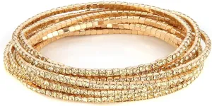 HZMAN 10 Pcs Tennis Bracelets Set for Women 14K Gold Plated Dainty Cubic Zirconia Adjustable Stackable Stretch Bracelet Wedding Party Jewelry Gift