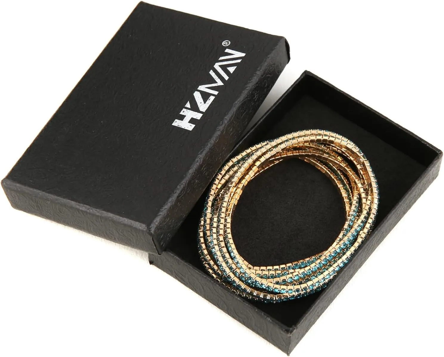 HZMAN 10 Pcs Tennis Bracelets Set for Women 14K Gold Plated Dainty Cubic Zirconia Adjustable Stackable Stretch Bracelet Wedding Party Jewelry Gift