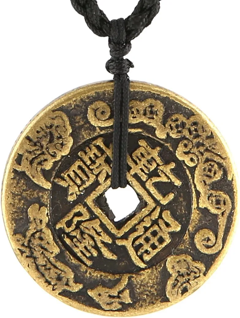 HZMAN Brass Talisman Chinese Feng Shui Coins Pendant Necklaces for Wealth and Success (Chien - lung)