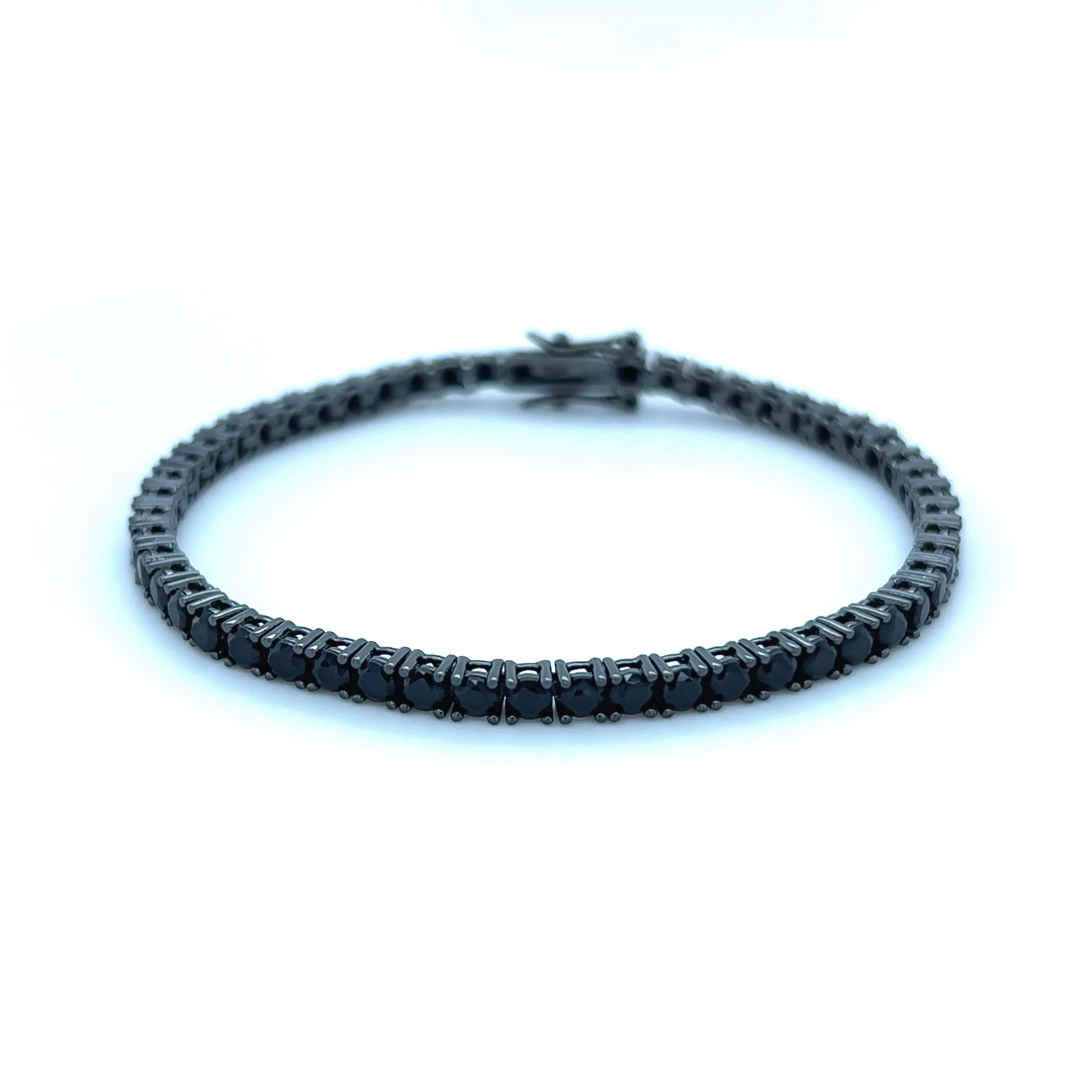 Ibiza Black CZ’s on Black 4 Prong Tennis Bracelet