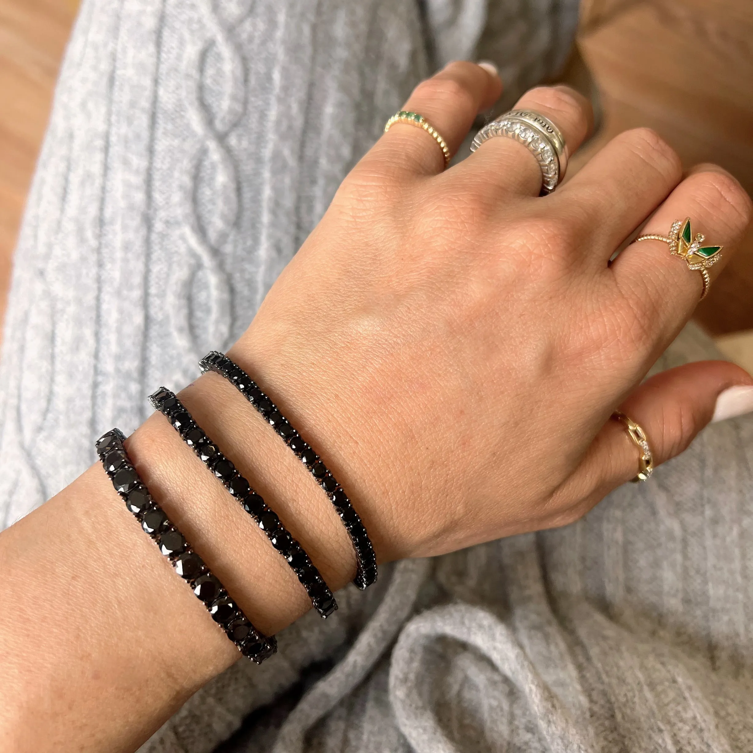 Ibiza Black CZ’s on Black 4 Prong Tennis Bracelet
