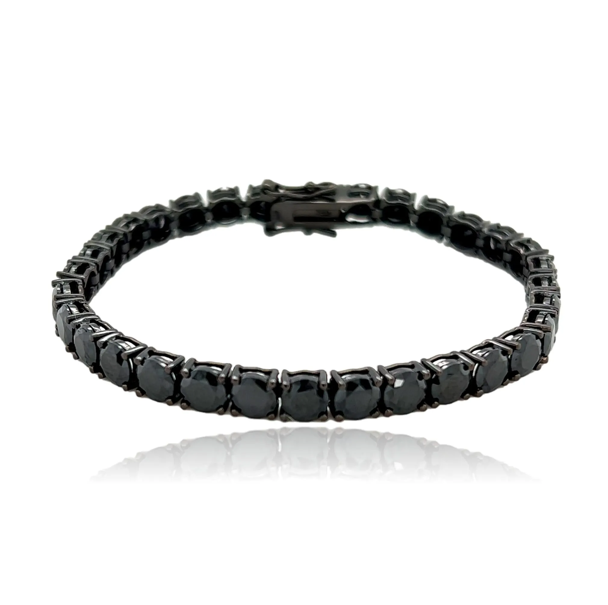 Ibiza Black CZ’s on Black 4 Prong Tennis Bracelet
