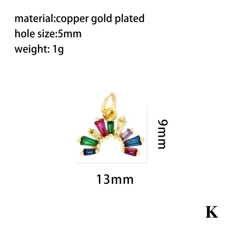 Ig Style Elegant Pentagram Moon Heart Shape Copper Plating Inlay Zircon 18k Gold Plated Charms