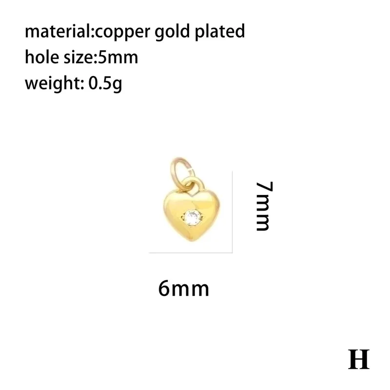Ig Style Elegant Pentagram Moon Heart Shape Copper Plating Inlay Zircon 18k Gold Plated Charms