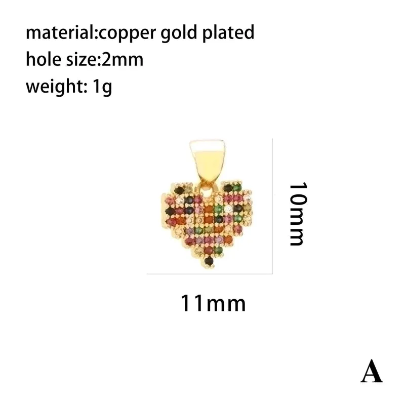 Ig Style Elegant Pentagram Moon Heart Shape Copper Plating Inlay Zircon 18k Gold Plated Charms