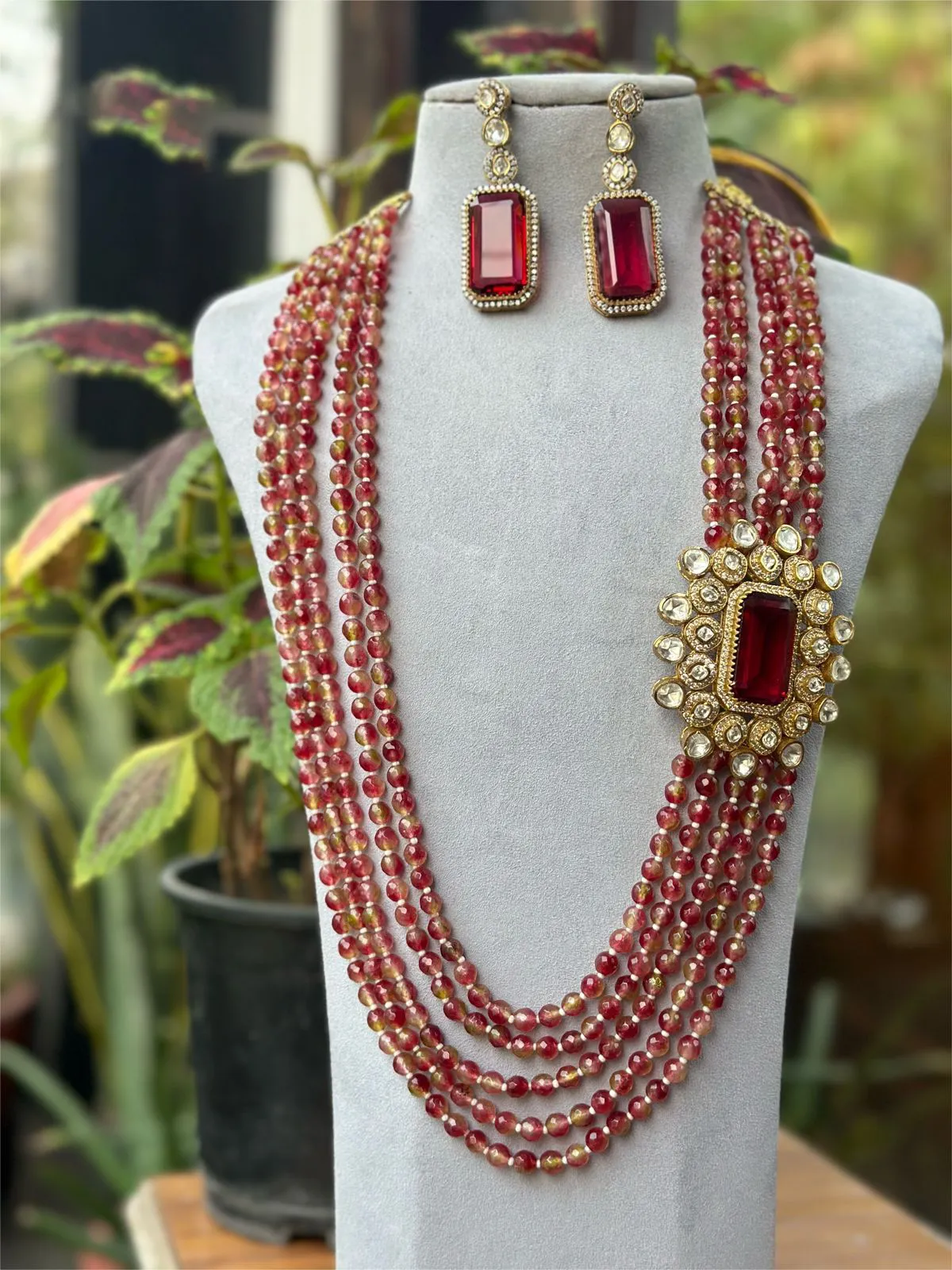 Indian Wedding Multi Layer Polki Necklace Earrings Set, Layered Polki Necklace Set, Pakistani Bridal Polki Jewelry, Layer Polki Necklace Set, Celebrity Polki Jewelry