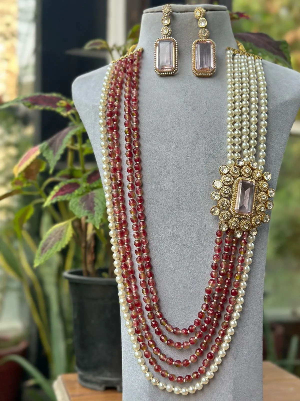 Indian Wedding Multi Layer Polki Necklace Earrings Set, Layered Polki Necklace Set, Pakistani Bridal Polki Jewelry, Layer Polki Necklace Set, Celebrity Polki Jewelry