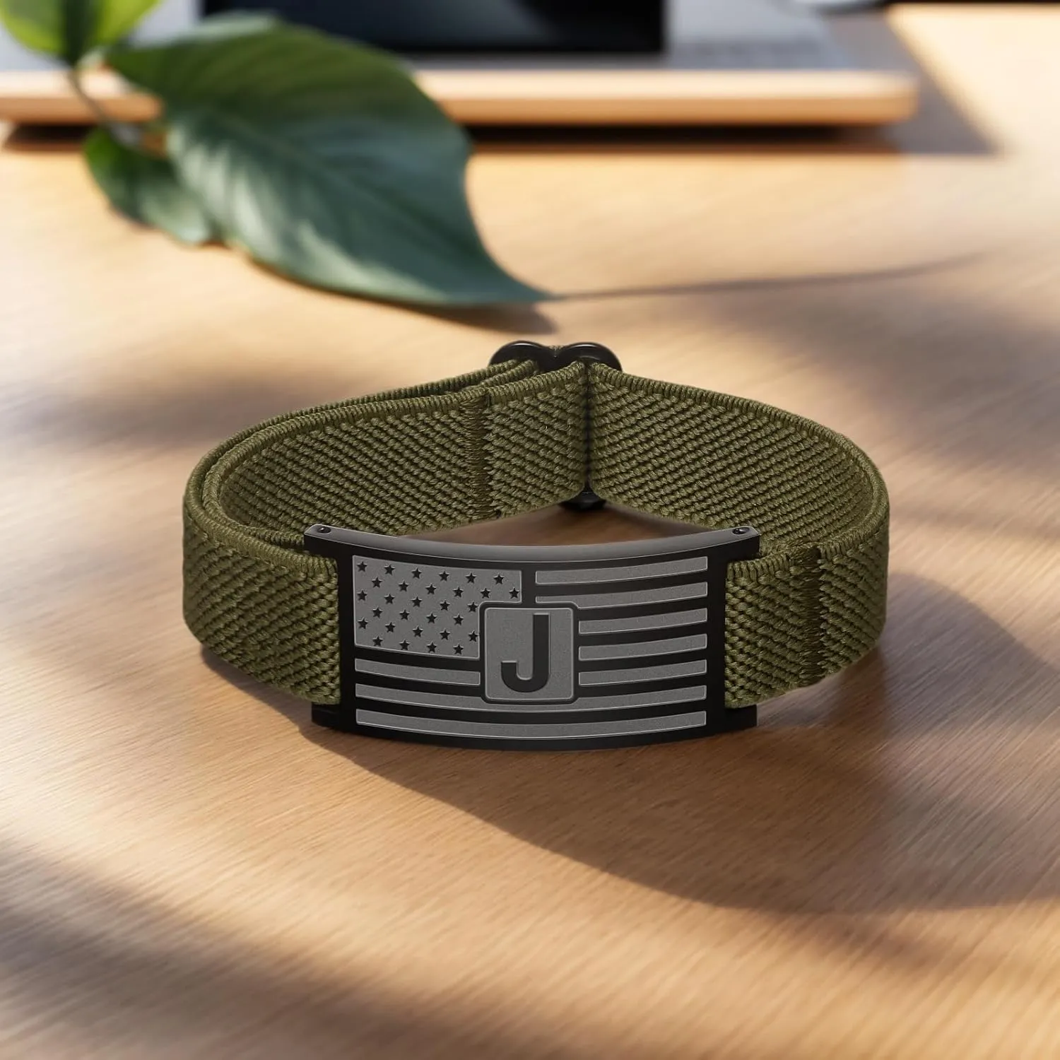 Initial Letters American Flag Bracelets for Men Boys,Letter Military Bracelets,Waterproof Adjustable Elastic Stretch StrapPatriotic Jewelry, 4th of JulyMemorial DayGraduation Easter Basket Stuffers Gifts for Son,Boyfriend,Husband or Dad