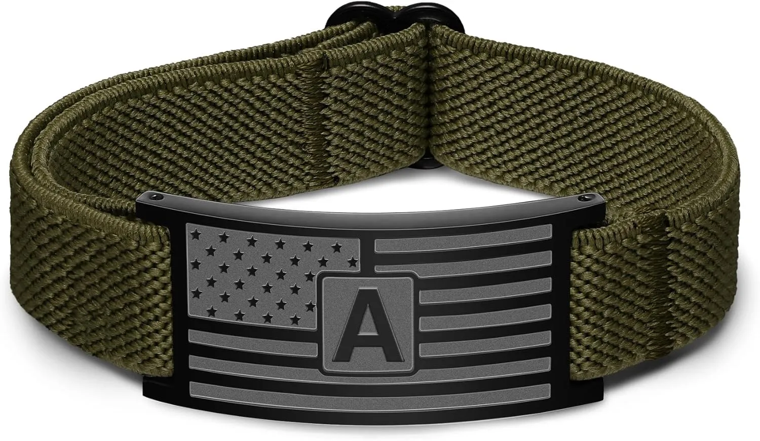 Initial Letters American Flag Bracelets for Men Boys,Letter Military Bracelets,Waterproof Adjustable Elastic Stretch StrapPatriotic Jewelry, 4th of JulyMemorial DayGraduation Easter Basket Stuffers Gifts for Son,Boyfriend,Husband or Dad