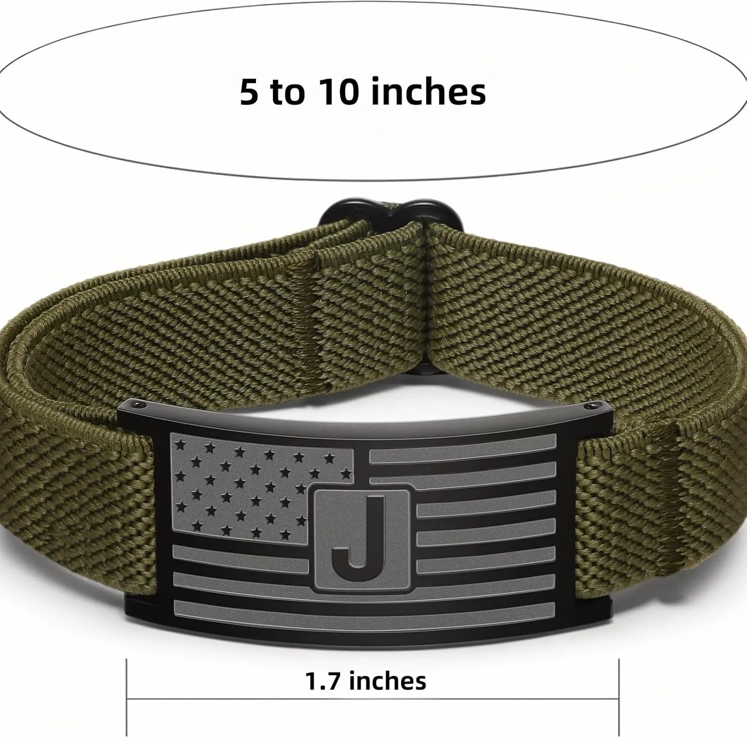 Initial Letters American Flag Bracelets for Men Boys,Letter Military Bracelets,Waterproof Adjustable Elastic Stretch StrapPatriotic Jewelry, 4th of JulyMemorial DayGraduation Easter Basket Stuffers Gifts for Son,Boyfriend,Husband or Dad