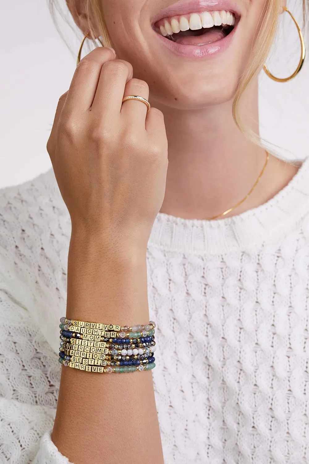 INSPIRED VOICES Family Letter Bracelets - Sister Bracelet, Grandma Bracelet, Mom Bracelet - Sister Gifts for Women