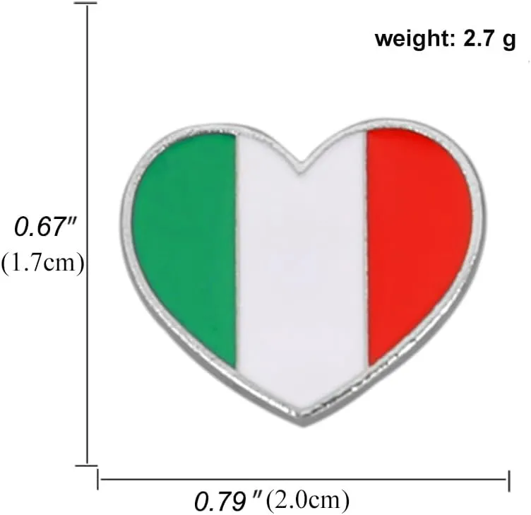 Italy National Flag Enamel Pin and the Italian heart-shaped National Emblem Badge Brooch For Backpack and Coat