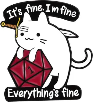 It's Fine I'm Fine Everything is Fine Funny Cat with Knife Enamel Lapel Pin brooches badges for backpacks