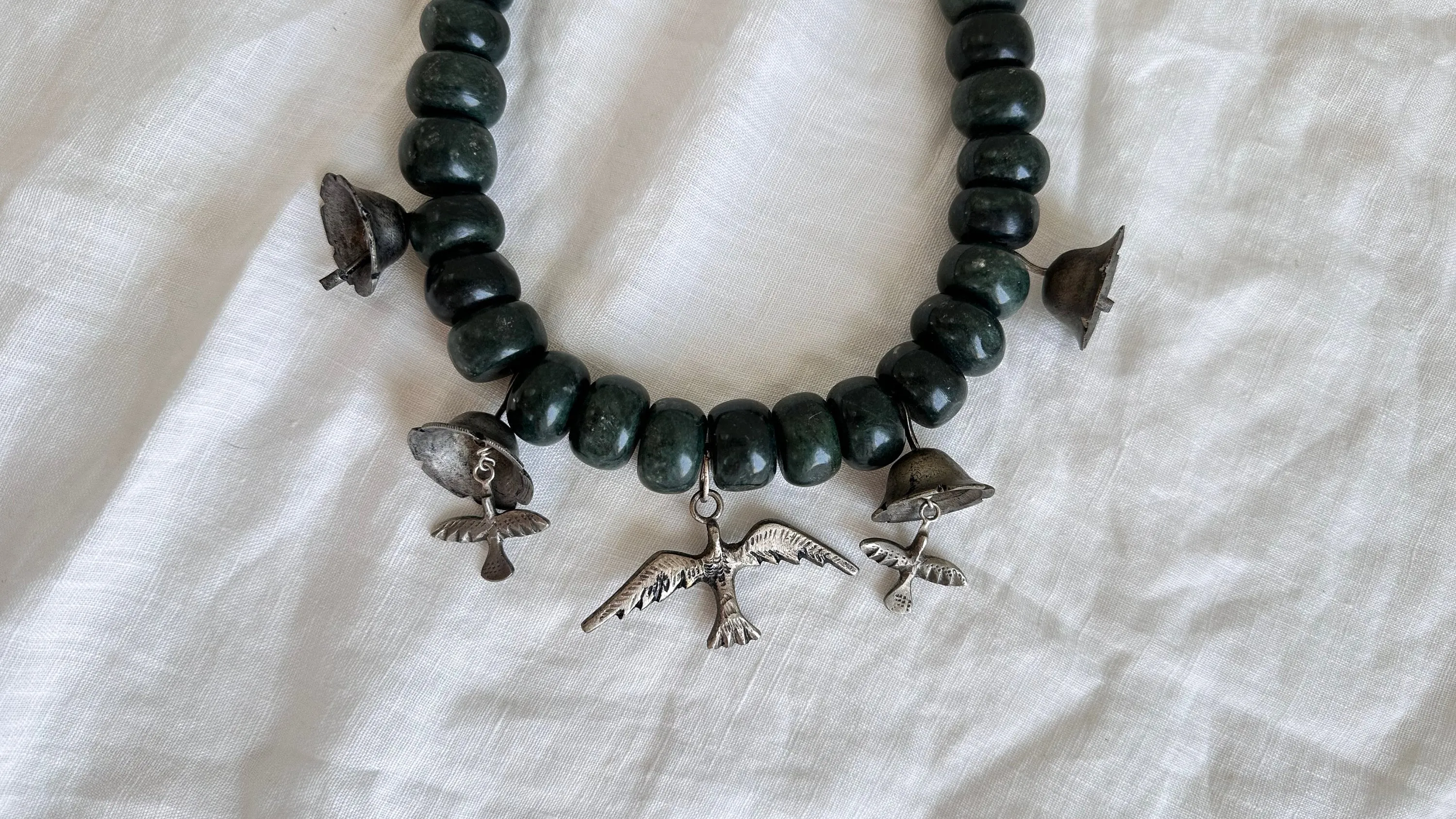 Jade Chachal Beaded Necklace. Guatemalan Jade. 1113