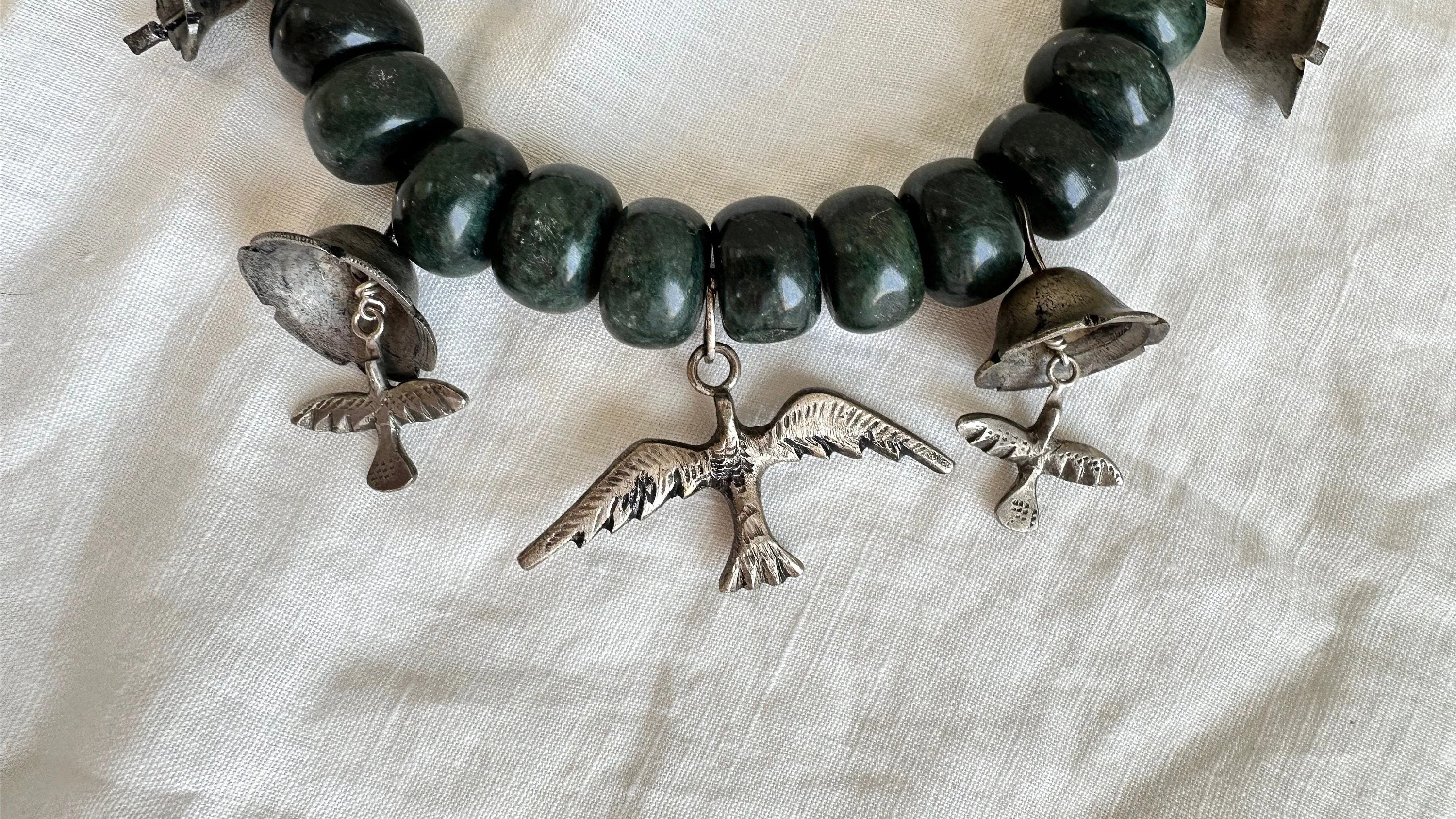 Jade Chachal Beaded Necklace. Guatemalan Jade. 1113