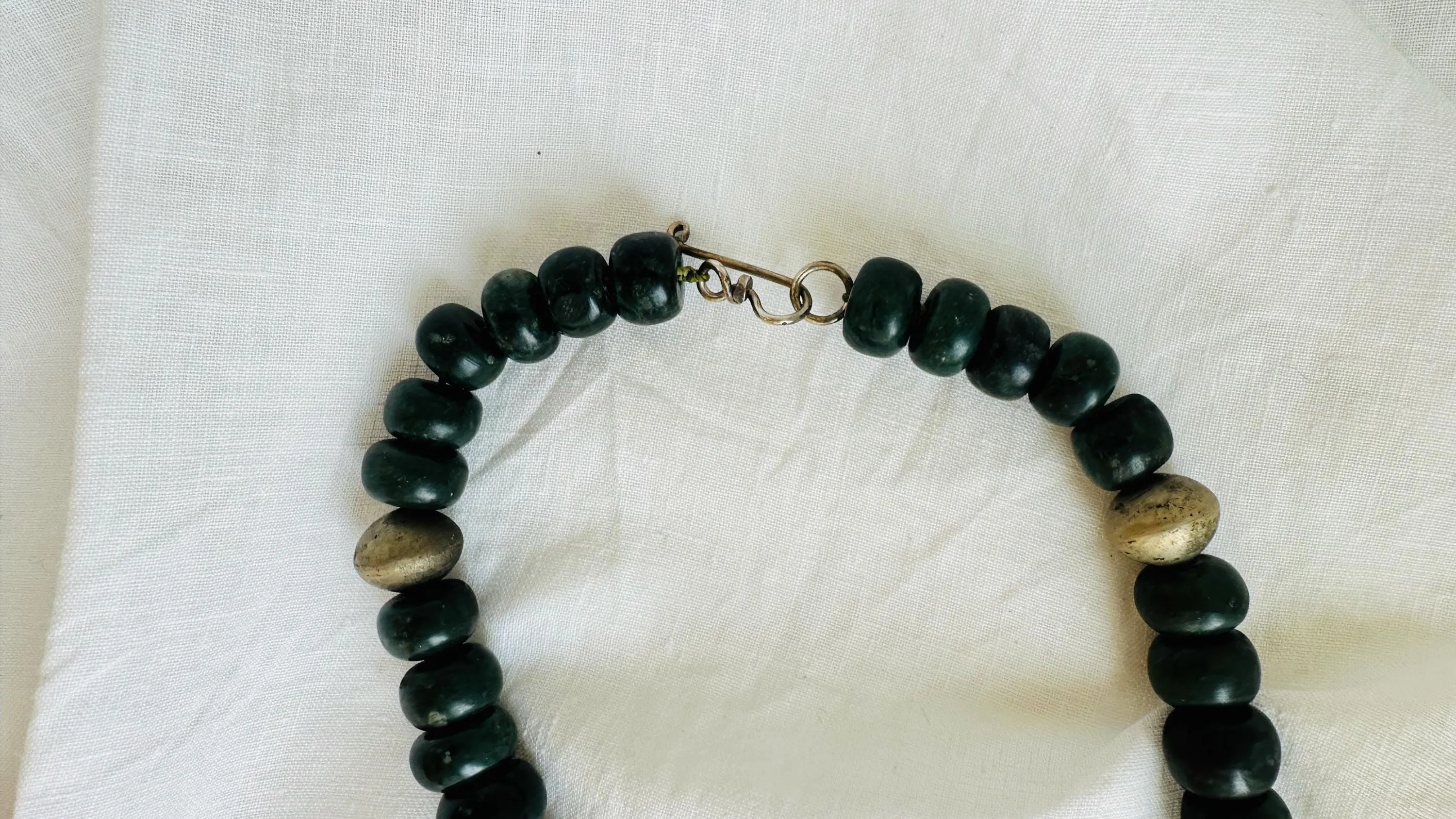 Jade Chachal Beaded Necklace. Guatemalan Jade. 2246