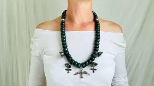 Jade Chachal Beaded Necklace. Guatemalan Jade. 2246