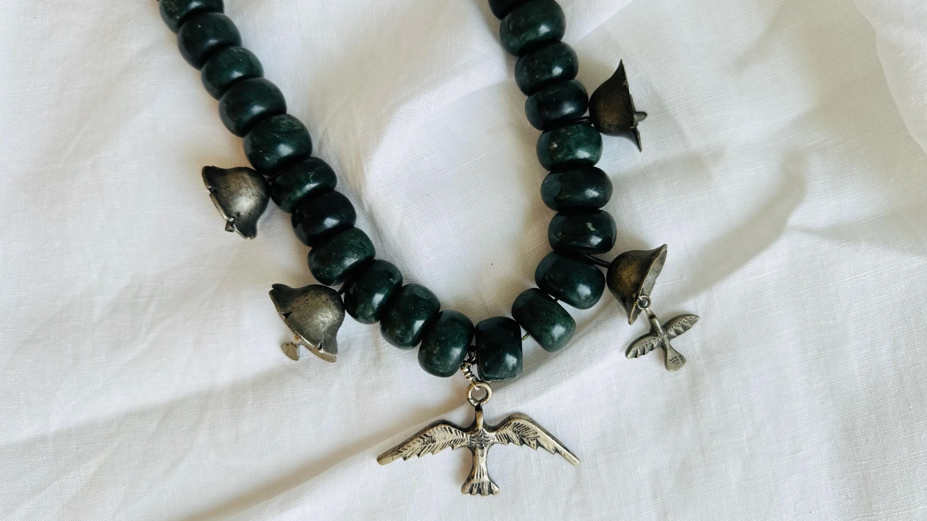 Jade Chachal Beaded Necklace. Guatemalan Jade. 2246