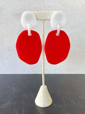 Jane Earrings, Red/White