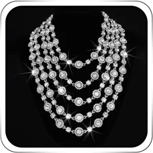 Jeairts 1920s Layered Rhinestone Collar Necklace Silver Sparkly Crystal Bride Wedding Necklaces Jewelry for Women