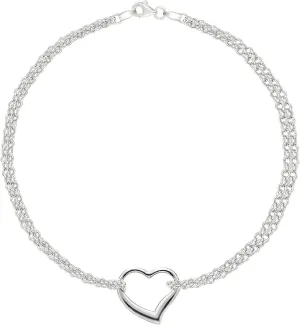 Jewelry Affairs 14K Gold Double Strand With Heart Anklet, 10"