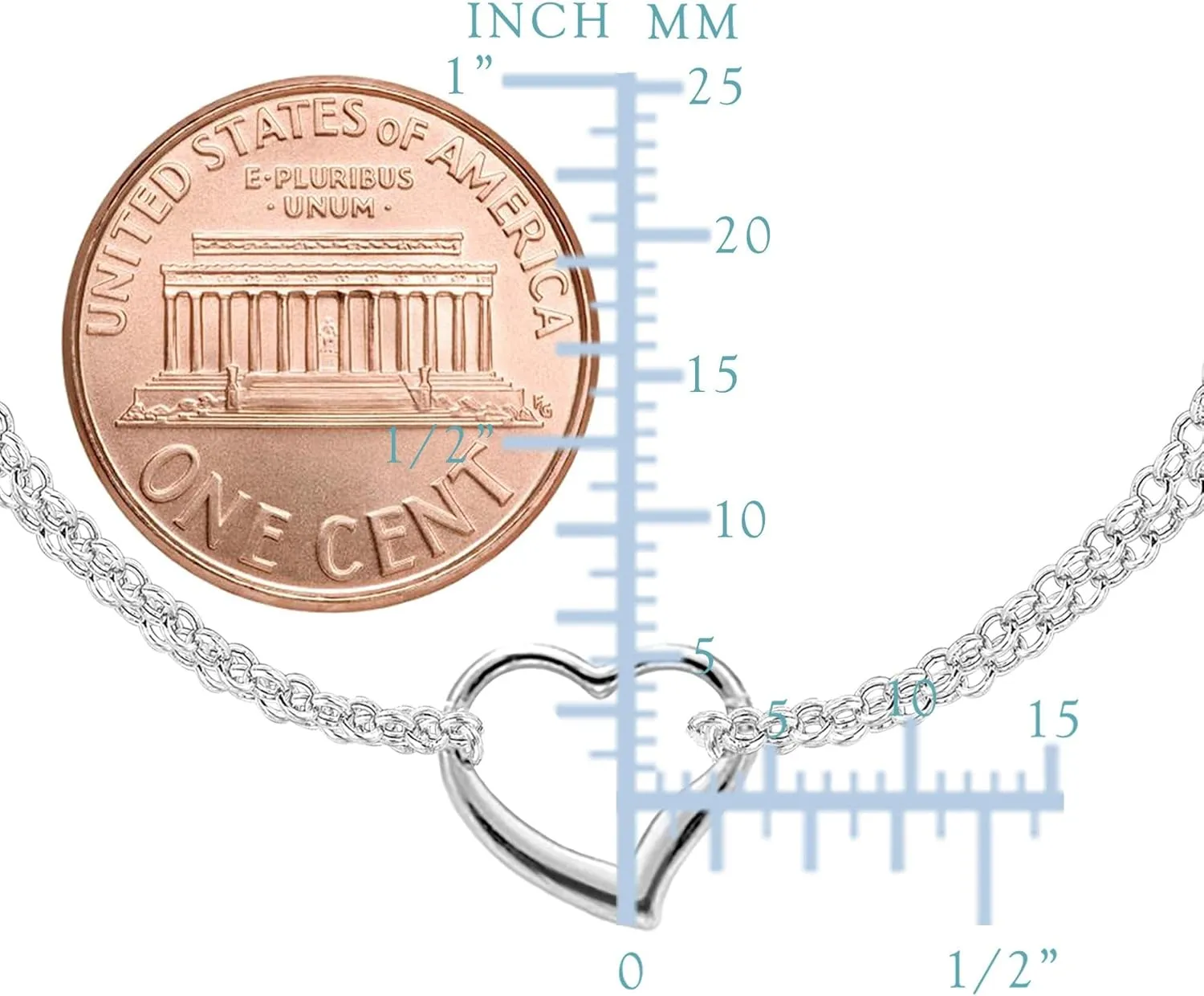 Jewelry Affairs 14K Gold Double Strand With Heart Anklet, 10"
