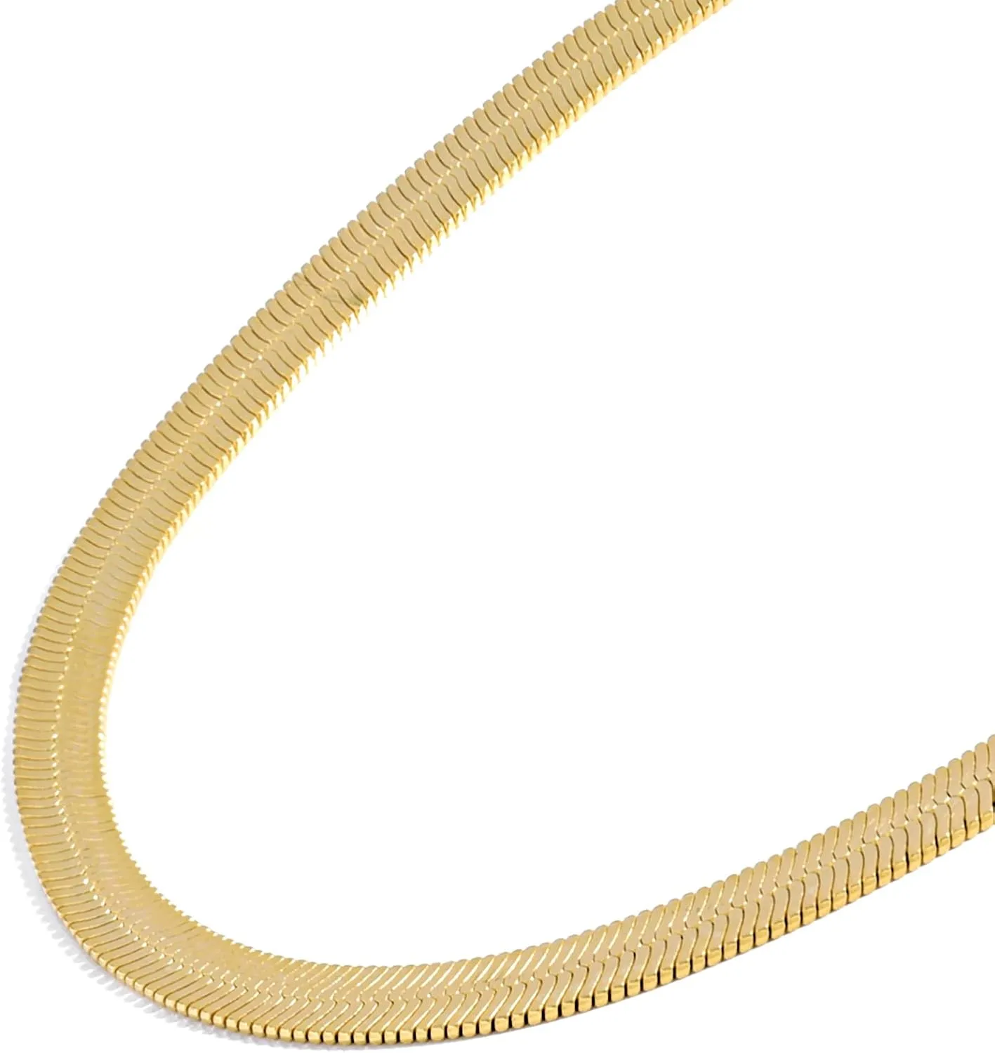 Jewelry Atelier Gold Chain Necklace Collection - 14K Solid Yellow Gold Filled Herringbone/Snake Chain Necklaces for Women and Men with Different Sizes (3.2mm or 4.0mm)