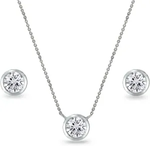 Jewelry Sets for Women, Necklace and Earring Sets for Women, Birthstone Jewelry, Genuine or Synthetic Gems, 5mm Round Bezel, Pendant Necklace, Short Necklace, Stud Earrings, Sterling Silver Jewelry